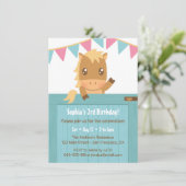 Schattige Paard Blauw Stabiel Meisjes Verjaardagsf Kaart (Staand voorkant)