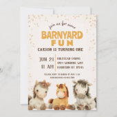 Schattige Paard Boerderij Barnyard Eerste Verjaard Kaart (Voorkant)