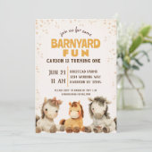 Schattige Paard Boerderij Barnyard Eerste Verjaard Kaart (Staand voorkant)