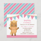 Schattige Paard Bunting Vlaggen Meisjes Verjaardag Kaart (Voorkant / Achterkant)