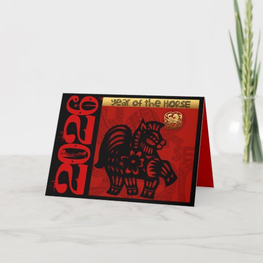 Schattige Paard Chinees Jaar 2026 Zodiac Verjaarda Feestdagen Kaart (Voorkant)