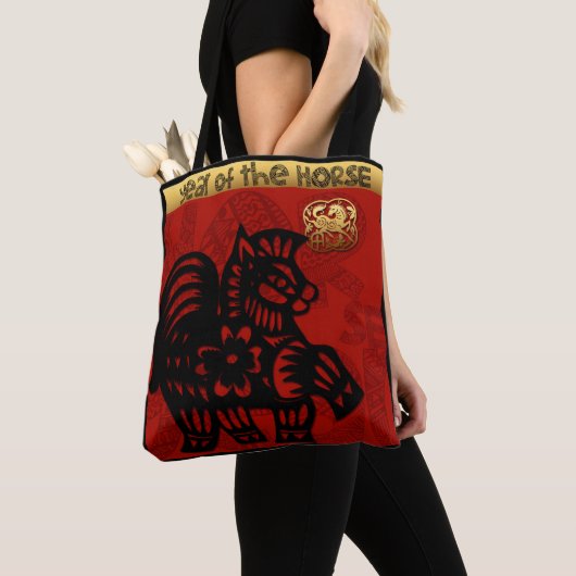 Schattige Paard Chinees Nieuwjaar Zodiac Verjaarda Tote Bag (Dichtbij)