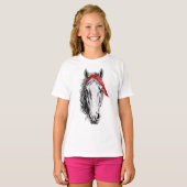 Schattige paard draagt westerne rode bandana t-shirt (Voorkant volledig)