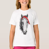 Schattige paard draagt westerne rode bandana t-shirt (Voorkant)