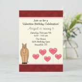 Schattige paard en hart Valentijn verjaardagsuitno Kaart (Staand voorkant)