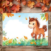 Schattige paard en herfstbladeren | Pony Herfstver Kaart