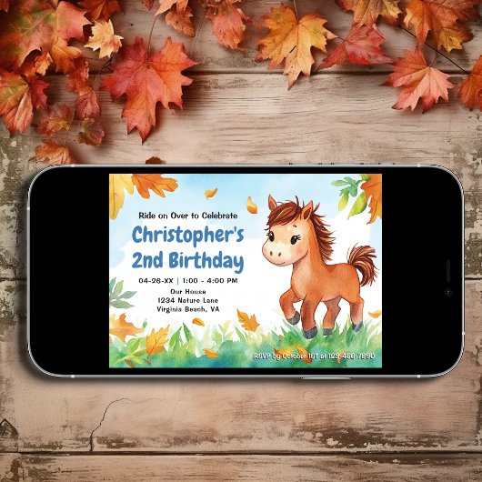 Schattige paard en herfstbladeren | Pony Herfstver Kaart