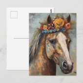 Schattige Paard in een Floral Crown Briefkaart (Voorkant / Achterkant)