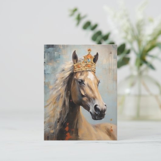 Schattige Paard in een Kroon Briefkaart (Staand voorkant)