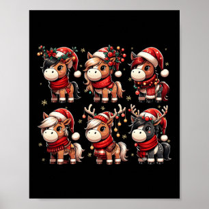 Schattige Paard Kerstman Kerstverlichting Grappig  Poster