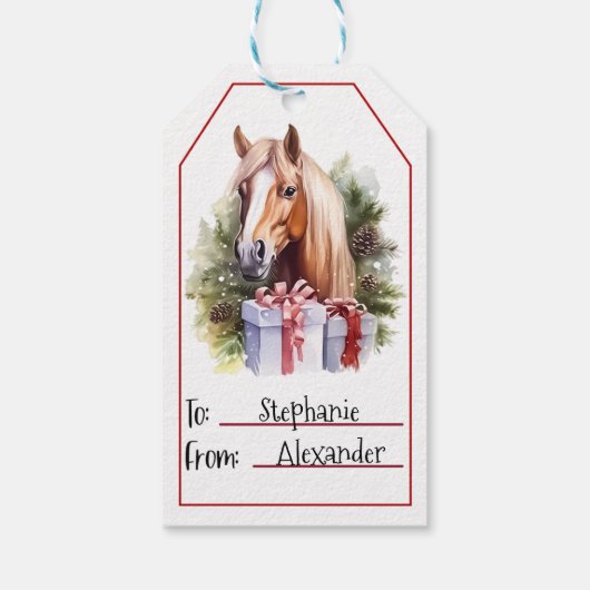 Schattige Paard Kerstmis (2) Cadeaulabel (Achterkant)