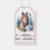Schattige Paard Kerstmis (3) Cadeaulabel (Voorkant)