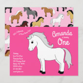 Schattige Paard Kinder 1e Verjaardag Party Roze Me Kaart (Voorkant / Achterkant)