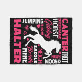 Schattige Paard Liefhebber Meisje Grappig Paard Ri Fleece Deken (Voorkant (Horizontaal))