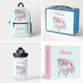 Schattige paard met bloemen terug naar school meis