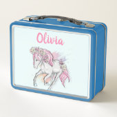 Schattige paard met bloemen terug naar school meis (Achterkant)