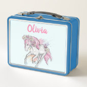 Schattige paard met bloemen terug naar school meis (Voorkant)