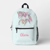 Schattige paard met bloemen terug naar school meis bedrukte rugzak (Voorkant)