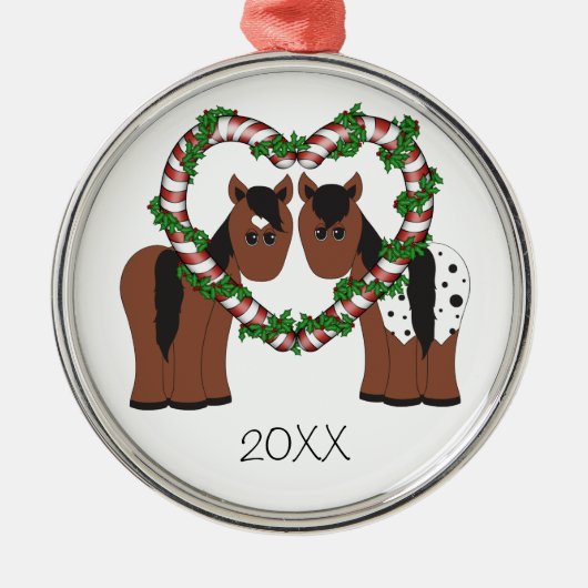 Schattige Paard Paar Kerstmis Ornament (Voorkant)