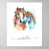 Schattige Paard Pony Kind Slaapkamer Decor Waterve Poster (Voorkant)