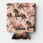 Schattige Paard Roze Naadloos Blikjeskoeler (Voorkant)