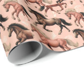 Schattige Paard Roze Naadloos Cadeaupapier (Rol Hoek)
