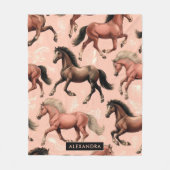 Schattige Paard Roze Naadloos Fleece Deken (Voorkant)