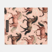 Schattige Paard Roze Naadloos Fleece Deken (Voorkant (Horizontaal))