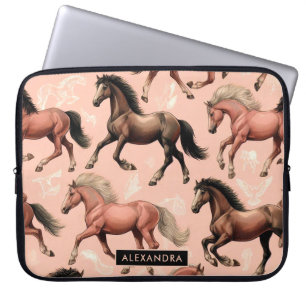 Schattige Paard Roze Naadloos Laptop Sleeve