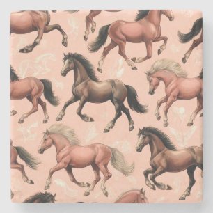Schattige Paard Roze Naadloos Stenen Onderzetter