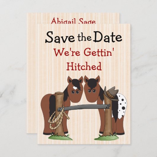 Schattige paard Save the Date Trouwbericht (Voorkant / Achterkant)