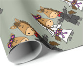 Schattige paardenbride en bruinbruiloft cadeaupapier (Rol Hoek)