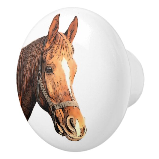 Schattige Paardendier Kinderkamer Keramische Knop (Rechts)