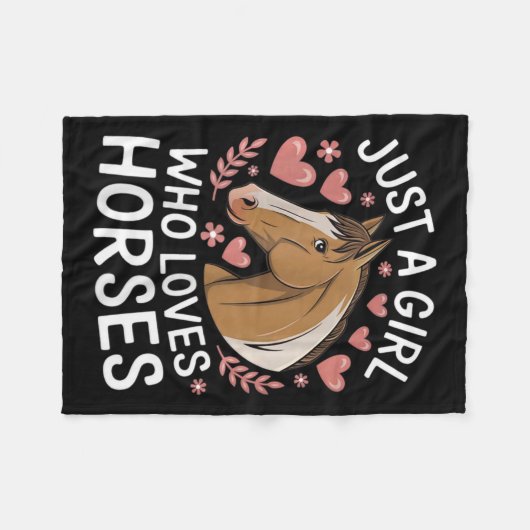 Schattige paardenmeisje gewoon een meisje dat van  fleece deken (Voorkant (Horizontaal))