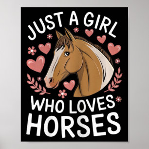 Schattige paardenmeisje gewoon een meisje dat van  poster