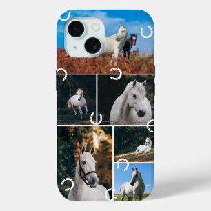 Schattige Paardenpaard Fotocollage iPhone 15 Case