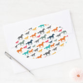 Schattige Paardenpatroon Ovale Sticker (Envelop)