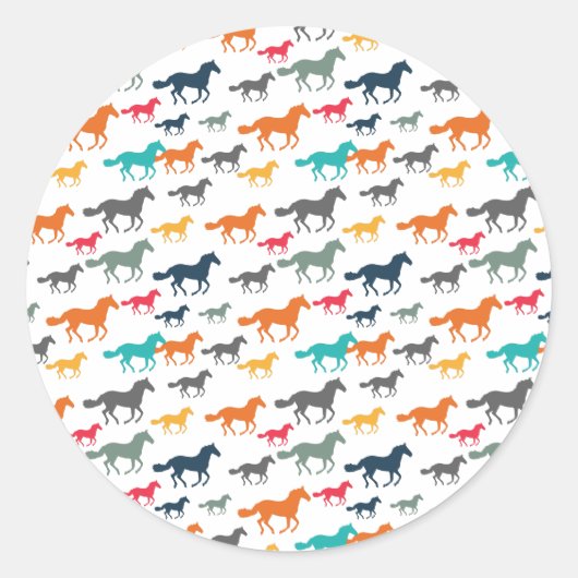 Schattige Paardenpatroon Ronde Sticker (Voorkant)