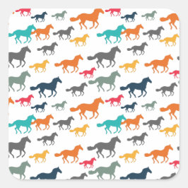 Schattige Paardenpatroon Vierkante Sticker