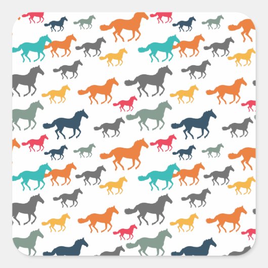 Schattige Paardenpatroon Vierkante Sticker (Voorkant)