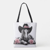 Schattige paardenveulen met roze bloemen tote bag (Achterkant)