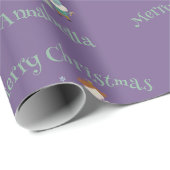 Schattige Paarse Aangepaste Naam Notenkraker Kerst Cadeaupapier (Rol Hoek)