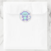 schattige paarse aap ronde sticker (Tas)