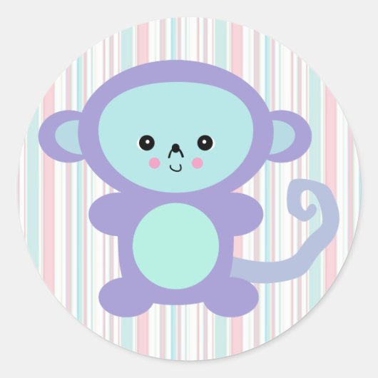 schattige paarse aap ronde sticker (Voorkant)