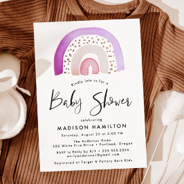 Schattige Paarse Aquarel Regenboog Baby Shower Kaart