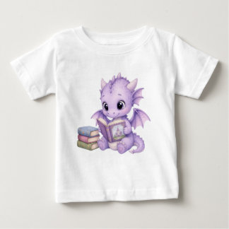 Schattige Paarse Baby Draak Leest Voorleesboek Kin