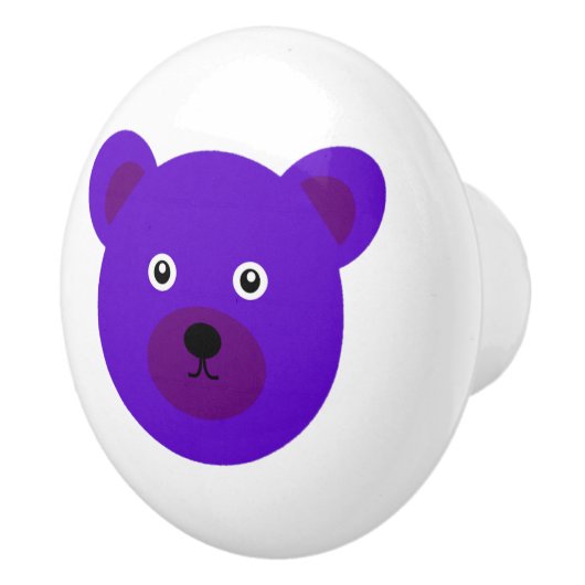 Schattige Paarse Beer Keramische Knop (Rechts)