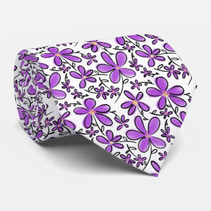 Schattige paarse bloemenpatroon stropdas