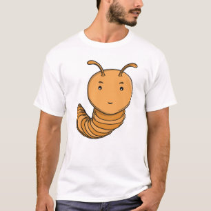 Schattige Paarse Duizendpoot Gelukkige Kawaii Rups T-shirt