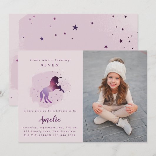 schattige paarse eenhoorn aankondiging